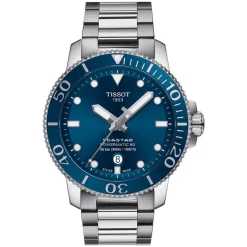 Tissot Seastar Powermatic 80 43mm Blue Dial Steel Case Bracelet Watch