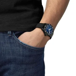Tissot Seastar Powermatic 80 40mm Blue Dial Black Bezel Rubber Strap Watch