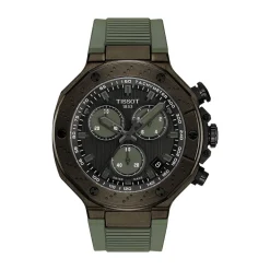 Tissot T-Race Quartz Chronograph 45mm Dark Grey Dial Khaki Rubber Strap Watch