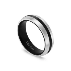 Titanium Black Centre Stripe 6mm Band Ring