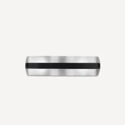 Titanium Black Centre Stripe 6mm Band Ring