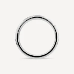 Titanium Centre Black Double Stripe Band Ring