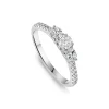 Tulip Setting 18ct White Gold 0.75ct Brilliant Stone & 2 Oval Shoulders Diamond Ring