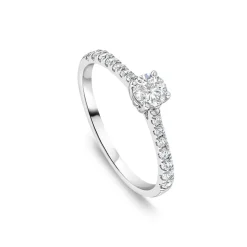 Tulip Setting 18ct White Gold 0.50ct Solitaire & Diamond Shoulders Diamond Ring