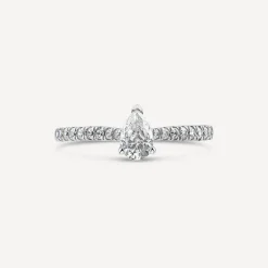 Tulip Setting 18ct White Gold 0.50ct Pear & Diamond Shoulders Diamond Ring