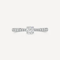 Tulip Setting 18ct White Gold 0.50ct Solitaire & Diamond Shoulders Diamond Ring