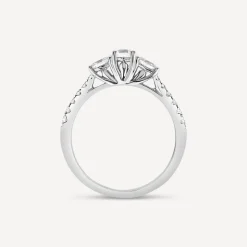 Tulip Setting 18ct White Gold 0.75ct Brilliant Stone & 2 Oval Shoulders Diamond Ring