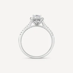 Tulip Setting 18ct White Gold 0.50ct Princess Halo Diamond & Side Stones Ring