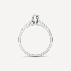 Tulip Setting 18ct White Gold 0.50ct Pear & Diamond Shoulders Diamond Ring