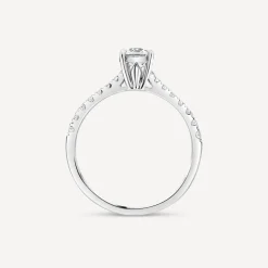 Tulip Setting 18ct White Gold 0.75ct Solitaire & Diamond Shoulders Diamond Ring