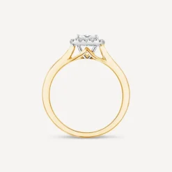 Tulip Setting 18ct Yellow Gold 0.50ct Princess Halo Diamond Ring
