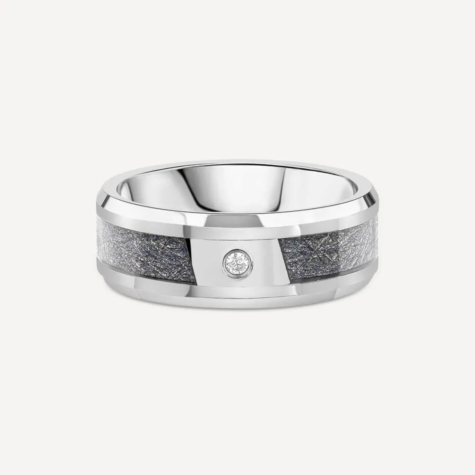 Tungsten Black Inset Cubic Zirconia Polished 8mm Men's Ring