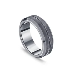 Tungsten Matte Center Groove Polished Edge 7mm Men's Ring