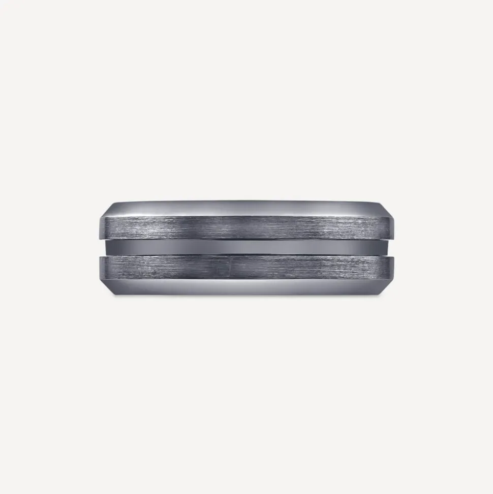Tungsten Matte Center Groove Polished Edge 7mm Men's Ring