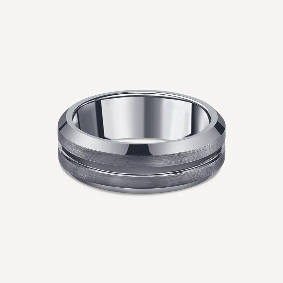 Tungsten Matte Center Groove Polished Edge 7mm Men's Ring