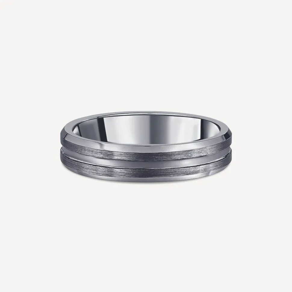 Tungsten Matte Centre Groove Polished Edge 5mm Men's Ring