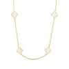 Yellow Gold Plated Sterling Silver Mother of Pearl 10 Clover Petal Necklet