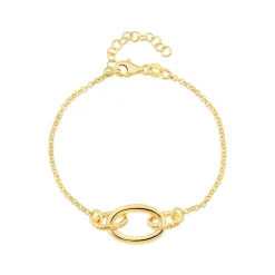 Yellow Gold Plated Sterling Silver Diamond Cut & Polished Link Bracelet