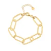 Yellow Gold Plated Sterling Silver Open Oval Link Bracelet