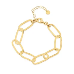 Yellow Gold Plated Sterling Silver Open Oval Link Bracelet