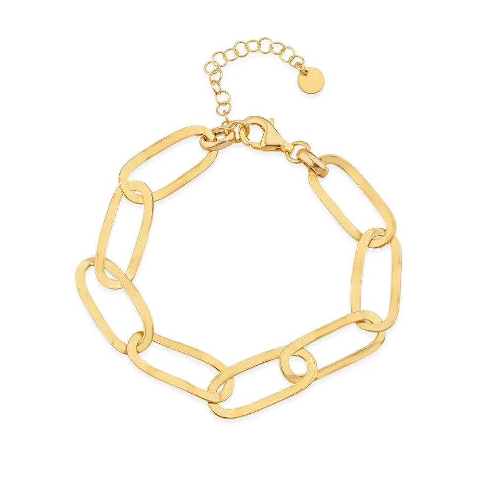 Yellow Gold Plated Sterling Silver Open Oval Link Bracelet