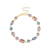 Yellow Gold Plated Sterling Silver Blue & Purple & Pink Multi Shaped Stones Bracelet