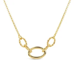 Yellow Gold Plated Sterling Silver Diamond Cut & Polished Link Necklet