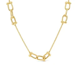 Yellow Gold Plated Sterling Silver Stationed Stirrup Chain Necklet