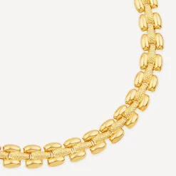 Yellow Gold Plated Sterling Silver Brick Link Bracelet