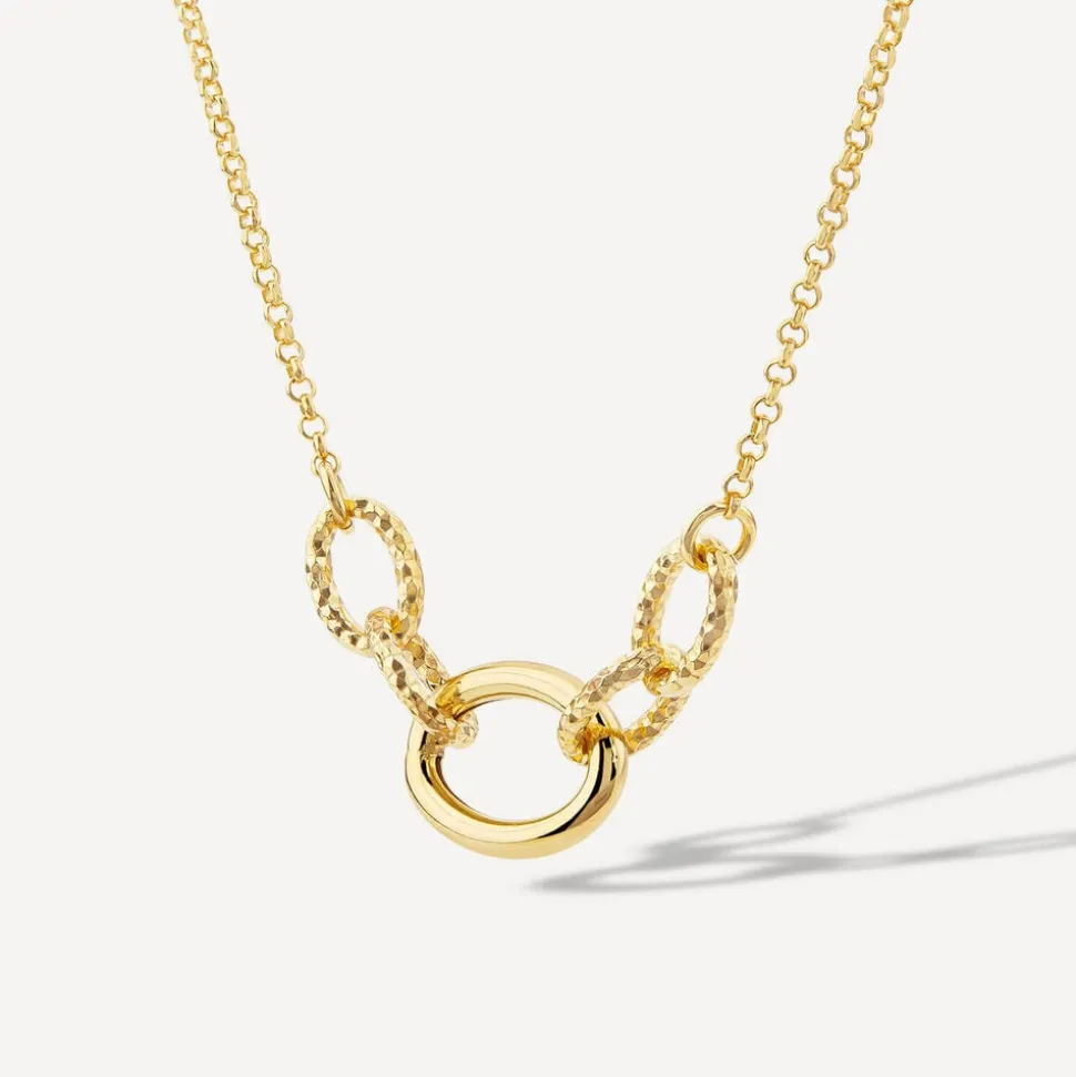 Yellow Gold Plated Sterling Silver Diamond Cut & Polished Link Necklet