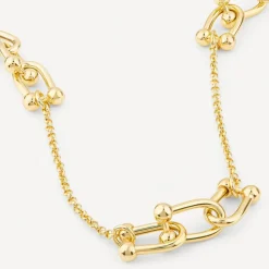 Yellow Gold Plated Sterling Silver Stationed Stirrup Chain Necklet