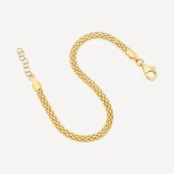 Yellow Gold Plated Sterling Silver Popcorn Tube Bracelet