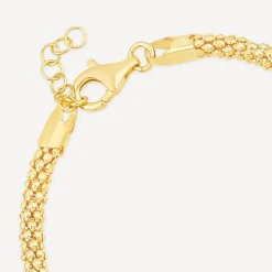 Yellow Gold Plated Sterling Silver Popcorn Tube Bracelet