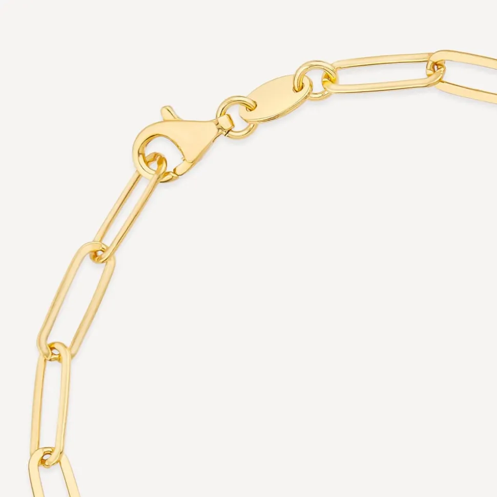 Yellow Gold Plated Sterling Silver Blue & Purple Stones Paperlink Bracelet